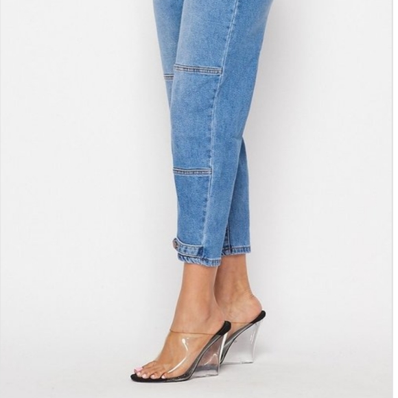 AMERICAN BAZI HIGH WAISTED ANKLE CROPPED MOM DENIM JEANS - Picture 11 of 14